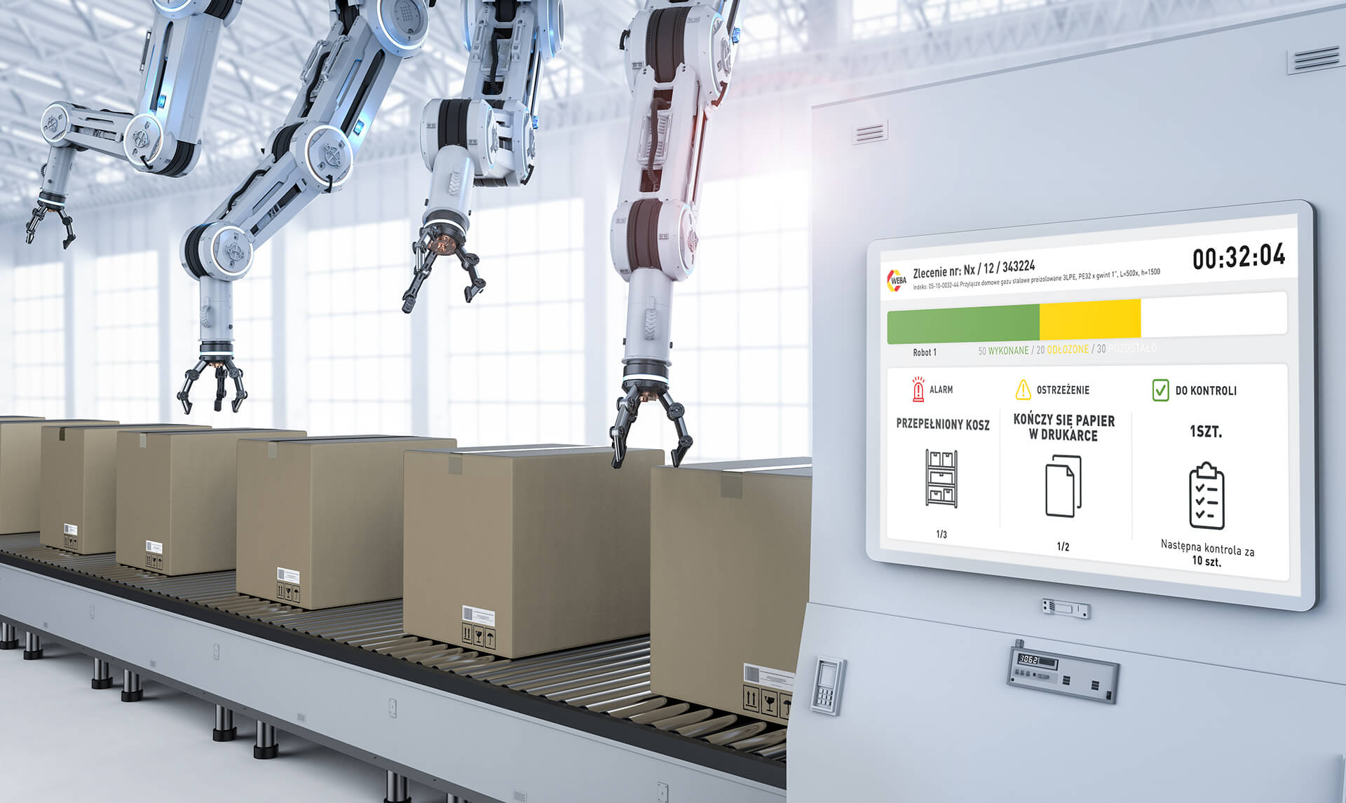 Stanowisko produkcyjne panel obsługi roboty