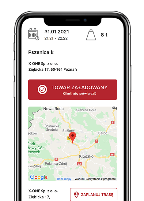 Aplikacja mobilna dla kierowców realizujących transport zbóż