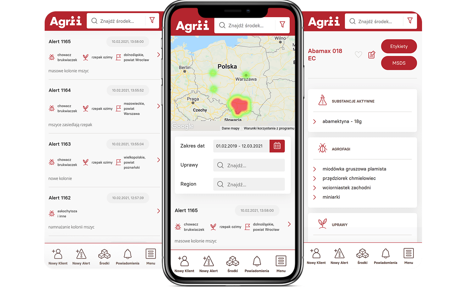 Aplikacja mobilna vademecum z wyszukiwarką, mapami cieplnymi
